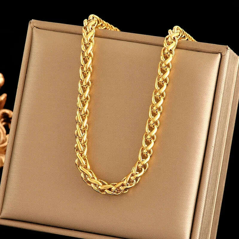 EILIECK 316L Stainless Steel Metal Chain Necklace For Women Fashion 18K Gold Plated Neck Chain Waterproof Jewelry Lady Gift