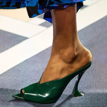 2026 Women Summer Pointed Toe Strange Heels Shoes For Woman's Peep Toe Solid Color Slip-On High Heeled Pumps Sexy Ladies Sandals - Kimlud