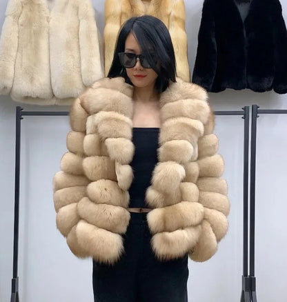 Winter High-End Young Women's Fox Fur Coat Colorful Sable Genuine Finland Imported Jacket 2025 Style for Fashionable Ladies