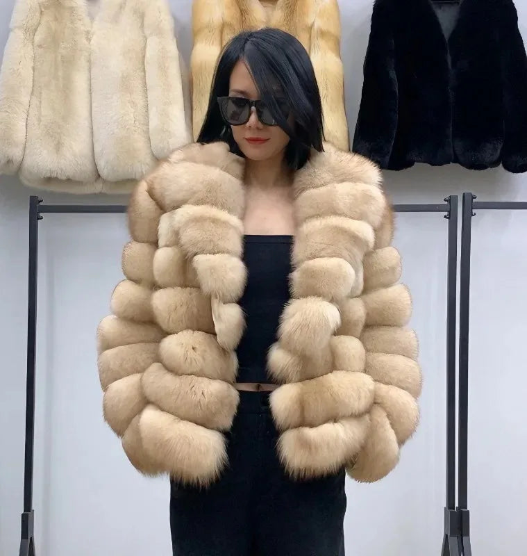 Winter High-End Young Women's Fox Fur Coat Colorful Sable Genuine Finland Imported Jacket 2025 Style for Fashionable Ladies