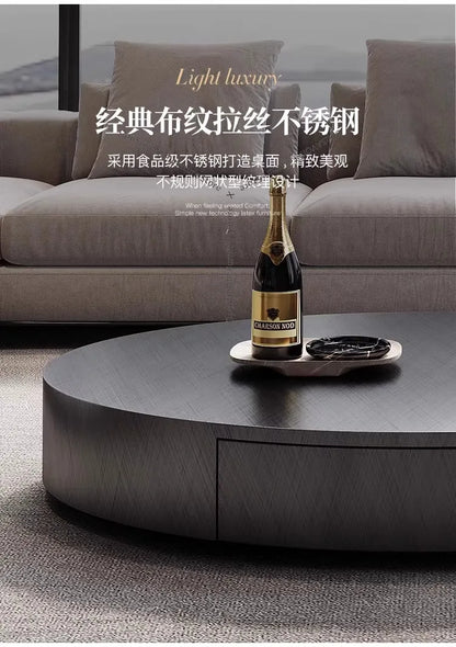 Italian Luxury Oval Coffee Tables Modern Minimalist Rotatable Center Coffee Table Set Stainless Steel Living Room...