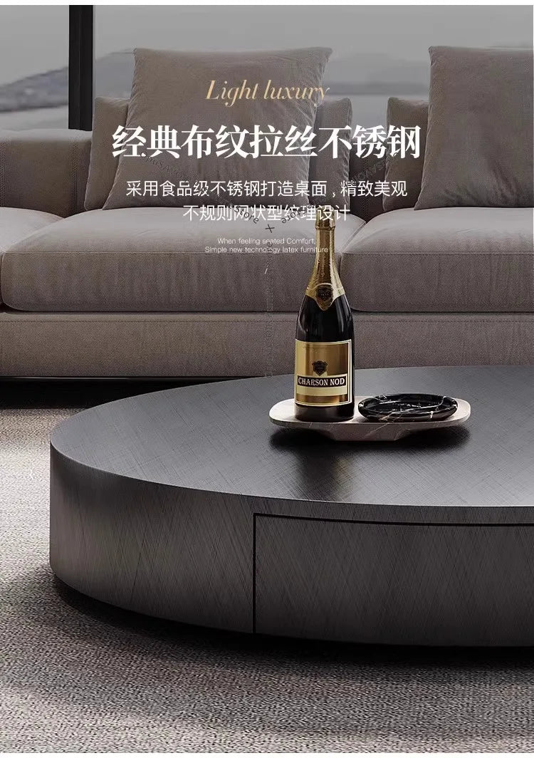 Italian Luxury Oval Coffee Tables Modern Minimalist Rotatable Center Coffee Table Set Stainless Steel Living Room...