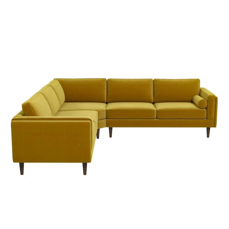 Amber Yellow Velvet Corner Sectional SofaNew Title: "Velvet Corner Sectional Sofa in Amber Yellow - Comfortable and Stylish - Kimlud