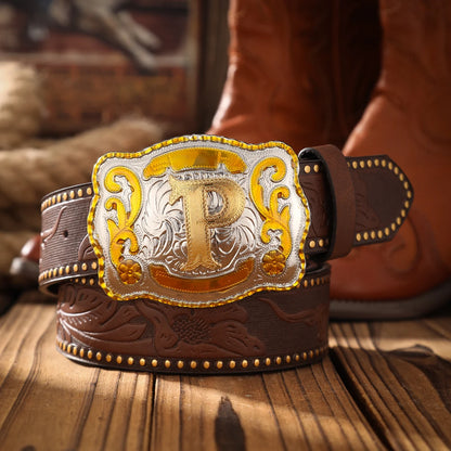 A men's and women's casual retro belt Western style! PU leather belt with metal buckle, suitable for daily work wear
