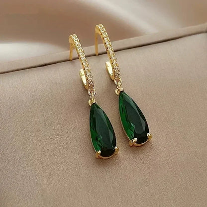 Fashionable Banquet Elegant Emerald Cubic Zirconia Earrings, High-end Inlaid Wedding Style Swaying Jewelry Accessories |...