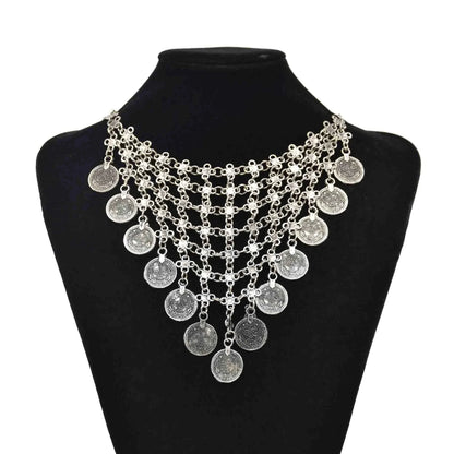 Gypsy Boehmian Hippie Collar Necklaces for Women Big Chunky Tibetan Silver Metal Necklace Festival Turkish Party Jewelry...