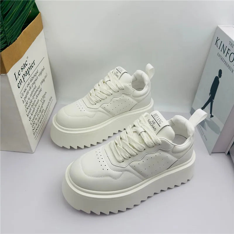 Designer Men's Fluorescent Green All Match Lace Up thick-soled Causal Shoes Male Brand Fashion Flats Moccasins Walking Sneakers