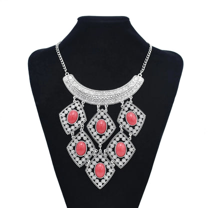 Gypsy Boehmian Hippie Collar Necklaces for Women Big Chunky Tibetan Silver Metal Necklace Festival Turkish Party Jewelry...