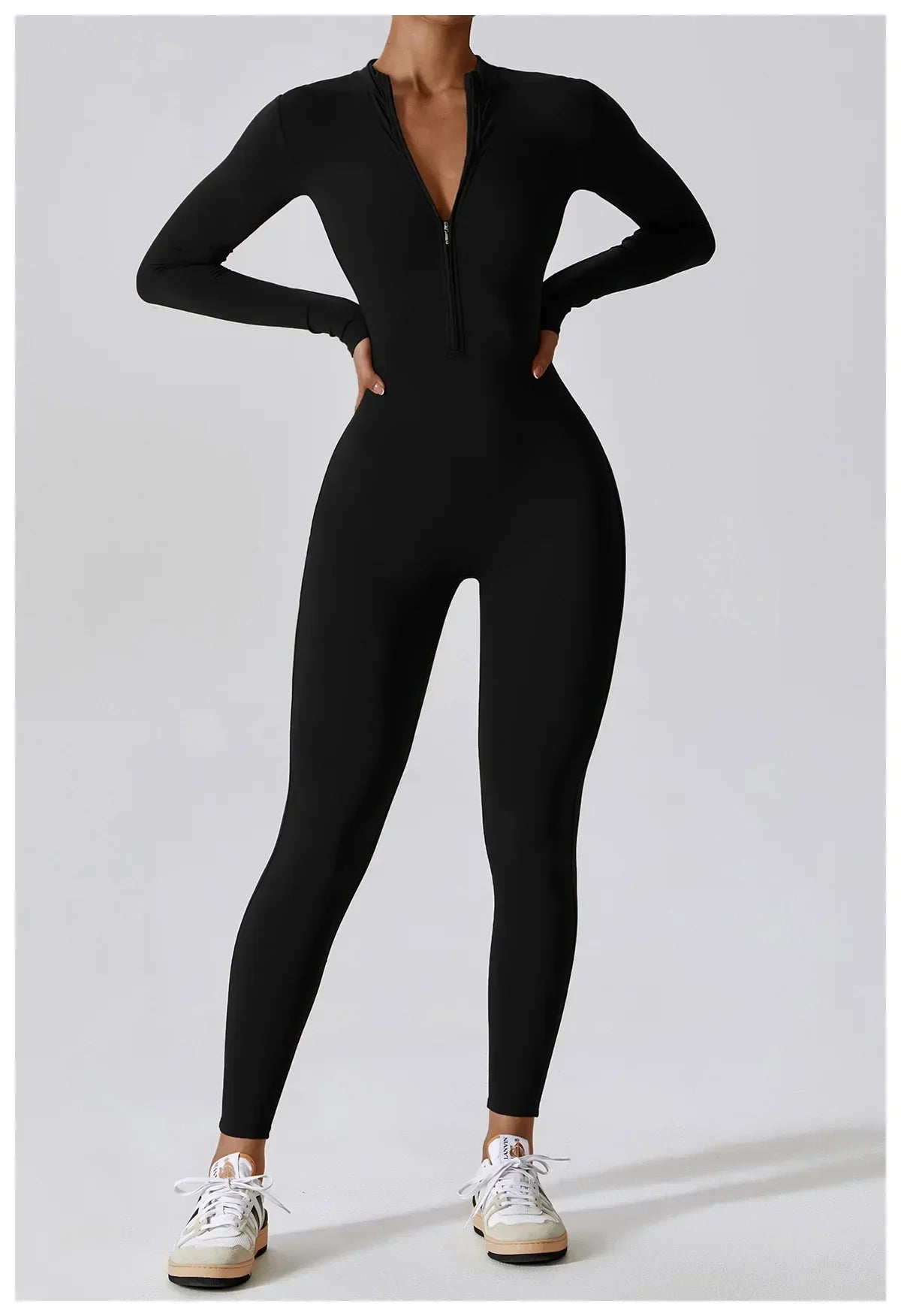 Yoga Jumpsuit Women Seamless Sports Zipper Jumpsuit Set Gym Long Sleeve Fitness Suit Elastic Gym Workout Bodysuit Athletic Wear - Kimlud