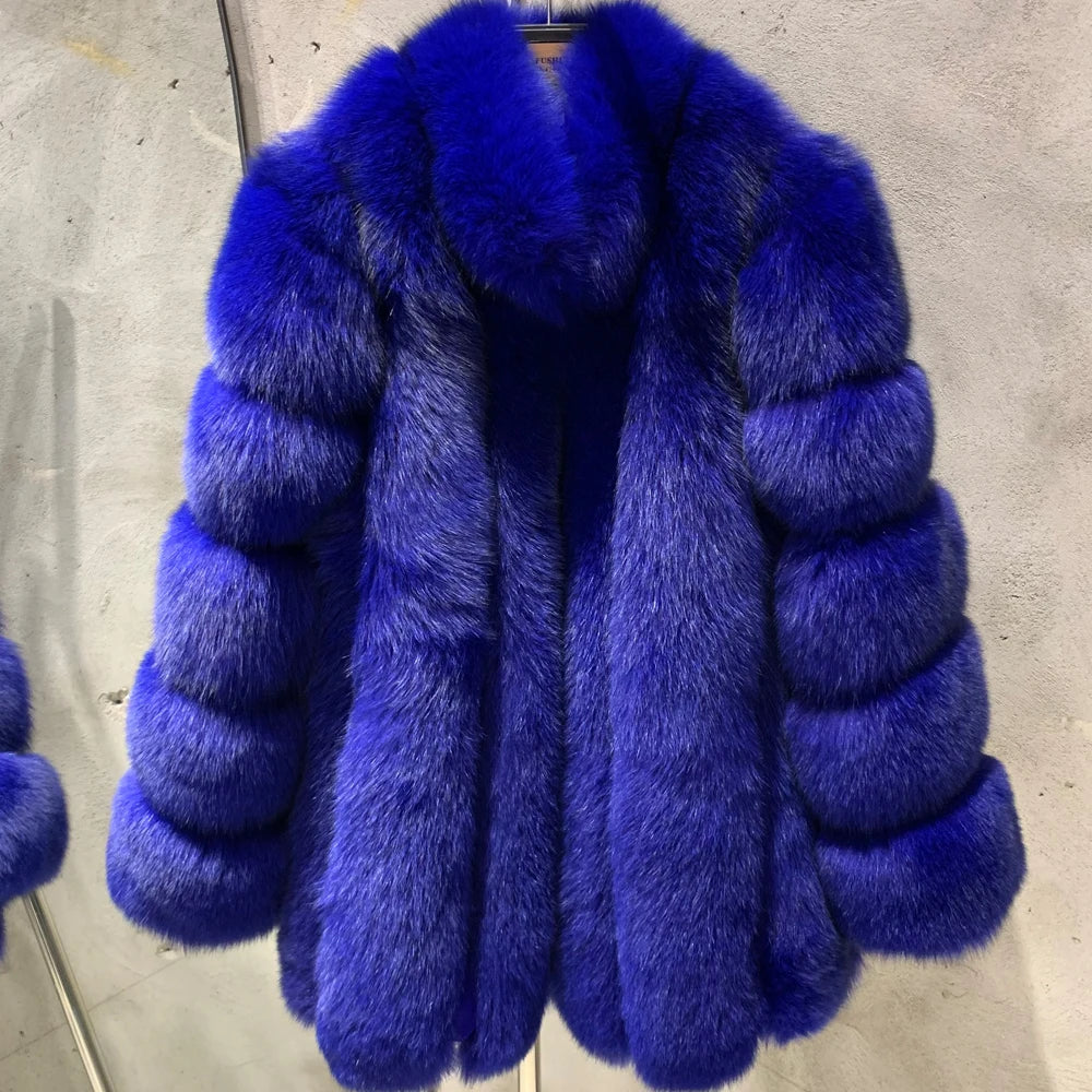 Long Fox Fur Coats Wholesale Winter Female Natural Fox Fur OutWear Full Pelt Real Fox Fur Jackets with Long Sleeve 909