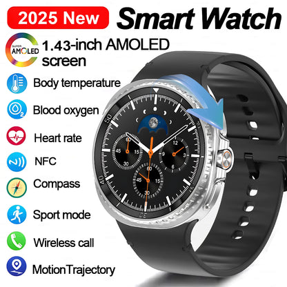 New Smart Watch 8 classic Rotating Dial AMOLED HD Screen Men's GPS NFC Sport modes Fitness Heart Rate Bluetooth Call Smart Watch