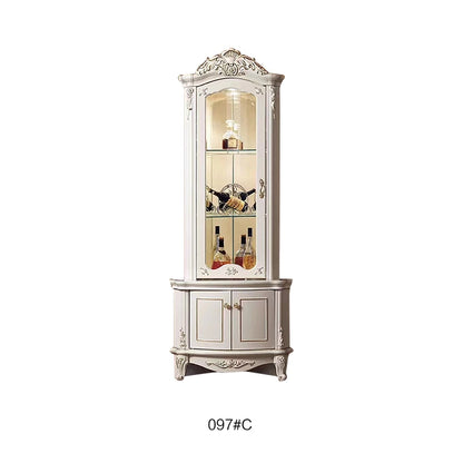 Style Luxury Wood Wine Rack Sideboard Cabinet Storage Home Furniture Royal Living Room Wooden Glass Display Wine Cabinet...