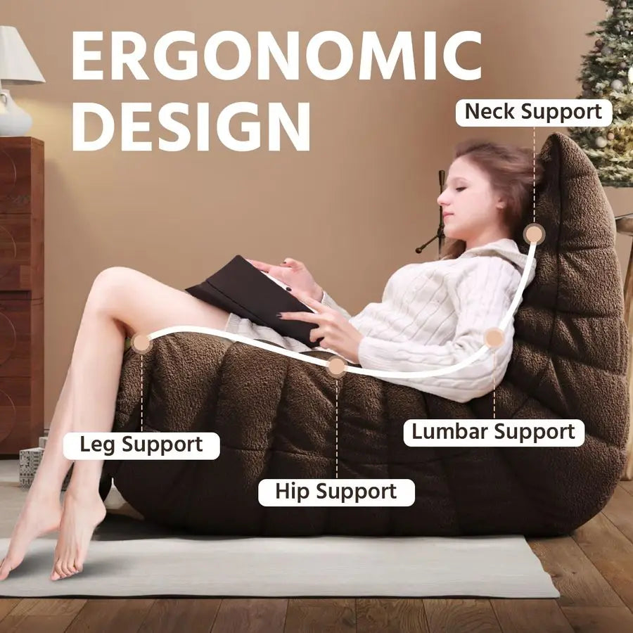 Bag Chair, Fireside Chair, Large Bean Bag Chair for Adults, Bean Bag Chairs for Teens with HighResilience Foam, NonSlip...