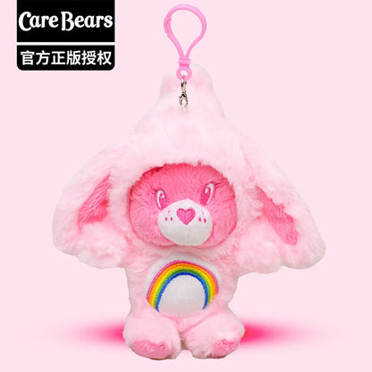 New Genuine Carebears Plush Rabbit Hat Keychain Rainbow Bear Doll Pendant School Bag Ornament Gift