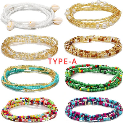 8PCS African Waist Beads for Women Teen Girls Elastic Layered Belly Bead Body Chain Waist Beads Pack Colorful Waist Jewelry - Kimlud