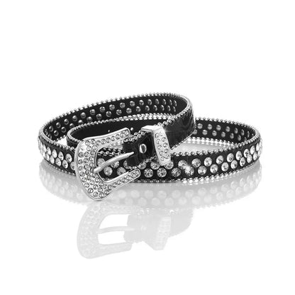 Sexy Leopard Rhinestone Belt Women's Bling Belt Punk Y2k Metal Buckle Sequin Belts Pu Fashion Waistband Jeans Pants...