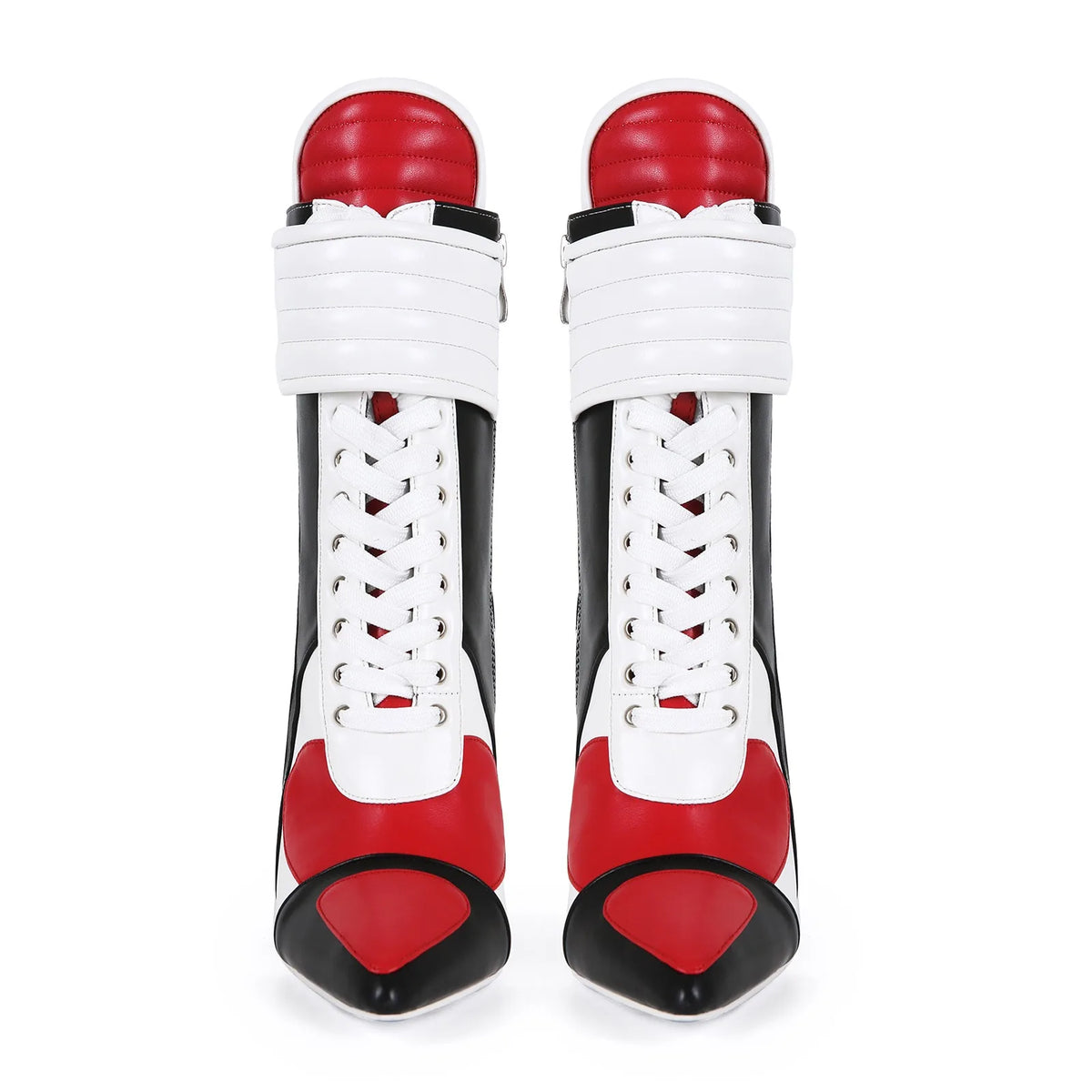 Women's Music Festival Color Blocked Pointed Sports Style Stiletto High Heels Short Boots Fashion Large 44 Women's Short Boots