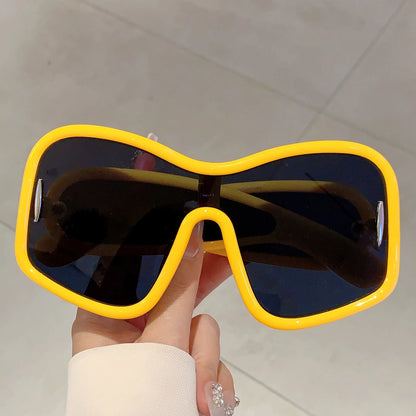 KAMMPT Trendy Square Designer Women's Shades Oversize Green Decoration Sunglasses Ins Brand Lady Sun Glasses for Driving Hiking - Kimlud