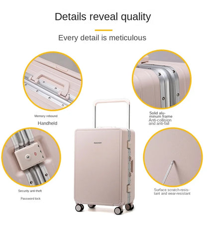 Travel Suitcase Aluminium Frame Wide Trolley Luggage Female Large Capacity Mute Universal Wheel Password Box Carry on...