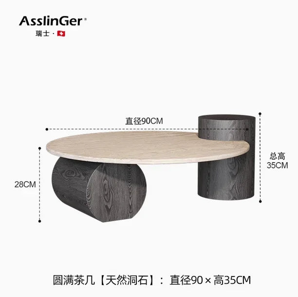 Stone Italian Side Table Nordic Natural Travertine Unique Wood Coffee Table Round Stone Designer Stolik Kawowy Home...