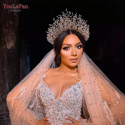 YouLaPan HP193P Wedding Headwear Necklace Earrings Jewelry Set Bride Headbands Rhinestone Headpiece Bridal Tiaras and Crowns
