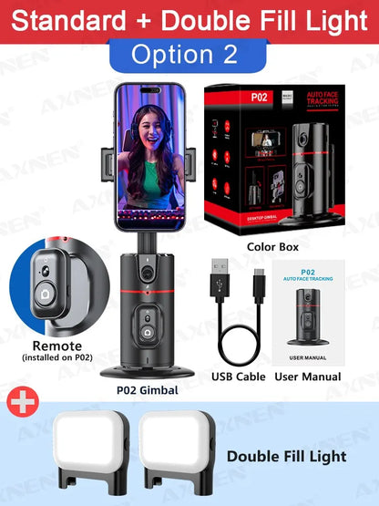 AXNEN P02 360 Rotation Follow-up Gimbal Stabilizer Monopod Desktop Tracking Gimbal with Remote for Phone Live Photography