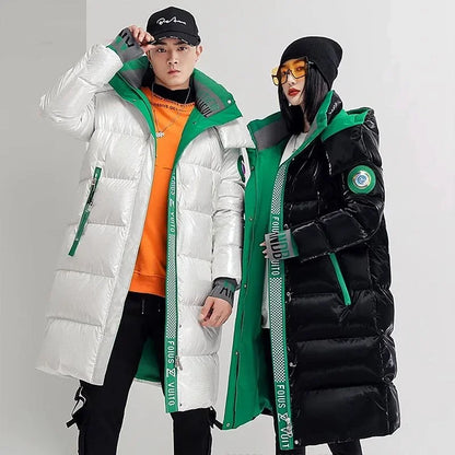 New Winter Jacket Men's Long Luxury Business Thickened Down Cotton Warm Parkas Men's Street Snow Cold-proof Hooded...