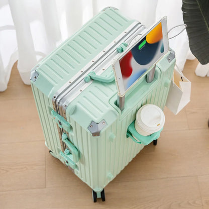 30/32-inch Large Size Luggage Multifunctional Cup Holder and Mobile Phone Holder Aluminium Framed Travel Suitcases Trip Cabin - Kimlud