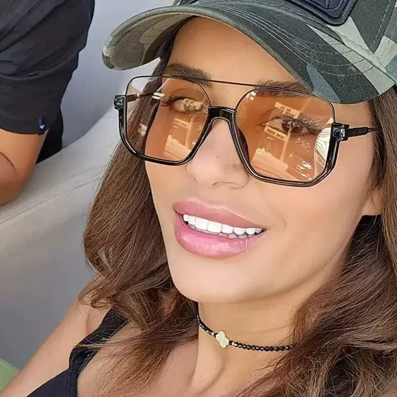 2025 New Vintage Oversized Sunglasses Fashion Men Women Square Shades Eyewear Trendy Ins Popular Brand Design UV400 Sun Glasses