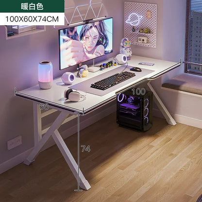 Ergonomic Large Gaming Desk, K-Shaped Gaming Table, PC Gaming Workstation Home Office Desks, Space-Saving, Easy to Assemble