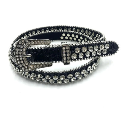 Sexy Leopard Rhinestone Belt Women's Bling Belt Punk Y2k Metal Buckle Sequin Belts Pu Fashion Waistband Jeans Pants...