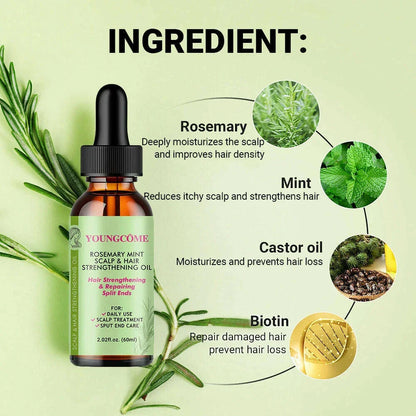 Rosemary Mint Hair Growth Oil Preventing Hair Dryness Split Moisturizing Gentle Nourishing Soft Glossy Organics Hair Care Oil