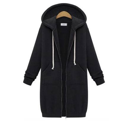 2025 Women's Autumn Winter ThickenHoodies Parkas Loose Hooded Jackets Zipper Pocket Maxi Size Sweatshirt Sports Dresses...