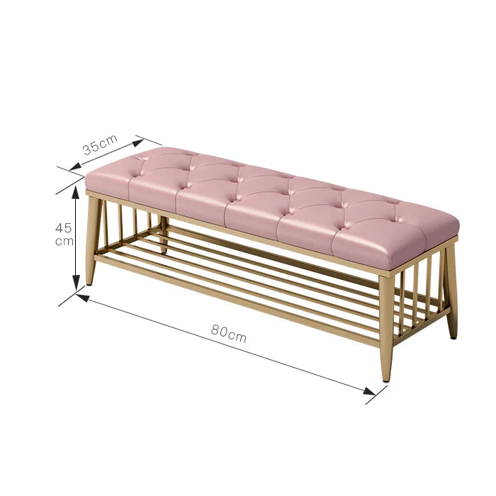 Modern Entryway Metal Shoe Cabinet Luxury Living Room Sofa Stool with Cushion Scandinavian Changing Stool Home Hall Furniture - Kimlud