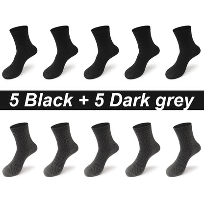 High Quality 10 Pairs/lot Men Bamboo Fiber Socks Breathable Compression Long Socks Business Casual Male Large size 38-45...