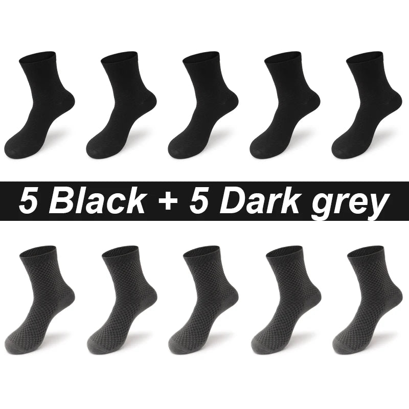 High Quality 10 Pairs/lot Men Bamboo Fiber Socks Breathable Compression Long Socks Business Casual Male Large size 38-45...