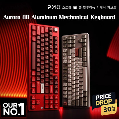 PMO Aurora80 Mechanical Keyboard Wireless Tri-mode Gasket/TOP Hot-Swap RGB Custom Aluminum Office Gaming Keyboard PC...