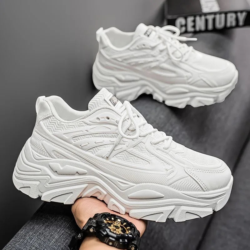 Summer New Men's Platform Sneakers Fashion Classic White Heightened Casual Dad Shoes for Teenagers Mens Breathable Walking Shoes