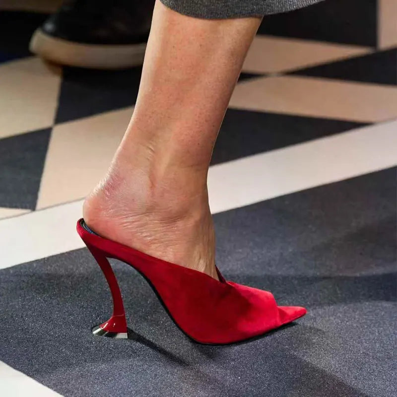 2026 Women Summer Pointed Toe Strange Heels Shoes For Woman's Peep Toe Solid Color Slip-On High Heeled Pumps Sexy Ladies Sandals - Kimlud