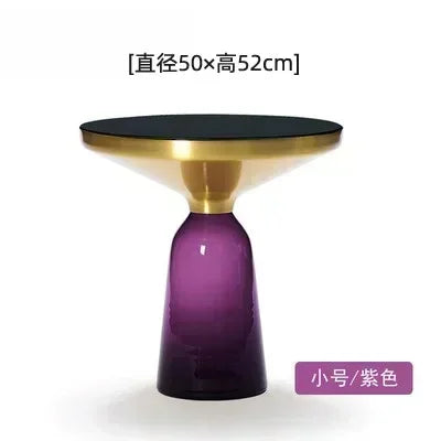 Nordic Creative Glass Round Coffee Table Combination Living Room Reception Side Table Transparent Light Luxury Coffee Tables - Kimlud