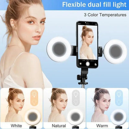 6 In 1 Selfie Stick Tripod With 2 Lights 67Inch Height Wireless Remote Phone Tripod Stick Cell Phone Holder Travel Phone Tripod