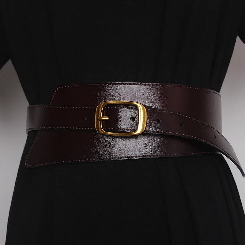 Women's Coat Wide Waistband Genuine Leather Cummerbunds Female Dress Corsets Versatile Waist Belts Decoration Wide Belt...