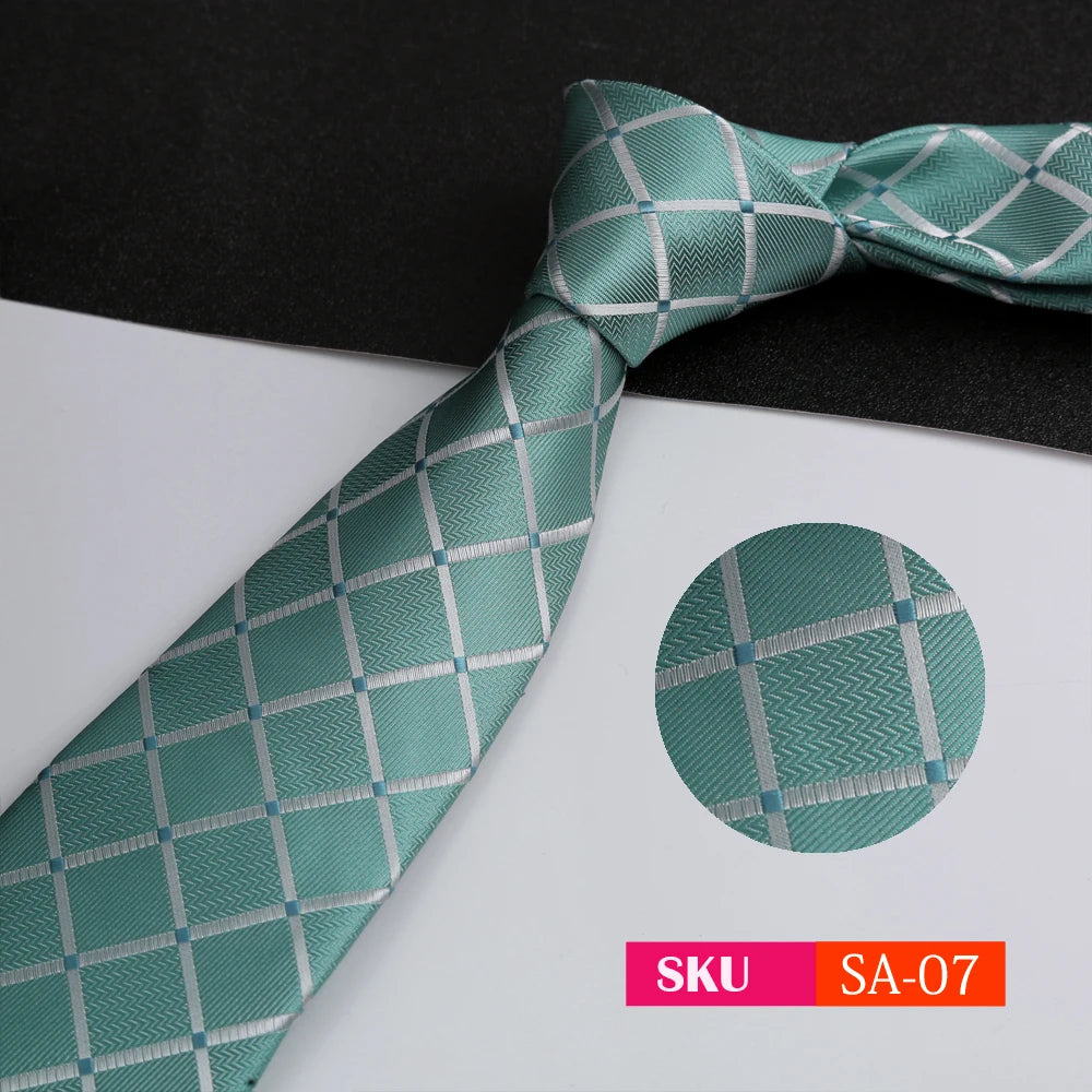 Luxury 8CM Mens Ties Necktie Solid Twill Stripes Plaids Ties For Man Groom Neck Tie For Business Party