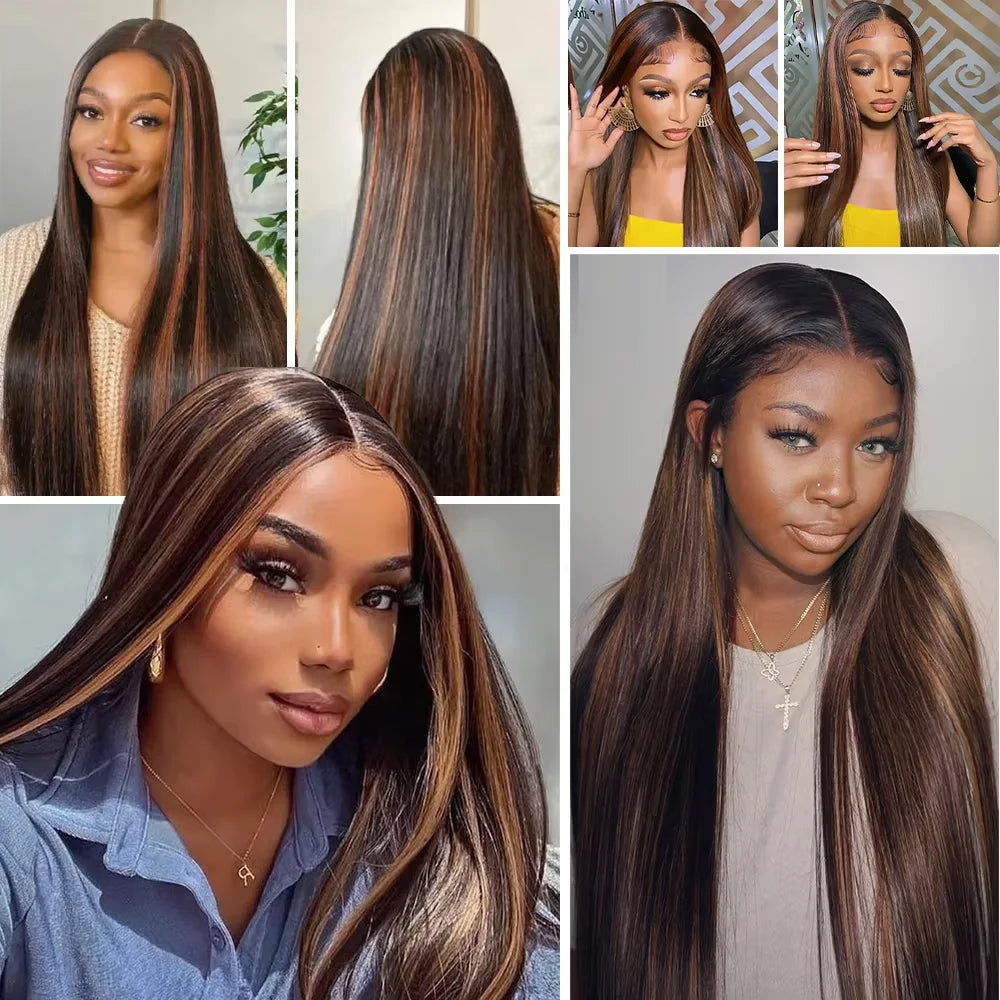 Stylish FB30 Balayage Bone Straight Wig 18-46 Inch 13x4 13x6 HD Transparent Lace Pre Plucked Highlight Color Human Hair...