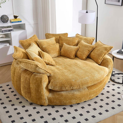 81.1" Cloud Couch Sleeper Sofa, Oversized Round Chaise Lounge Chair with 14 Pillows, Modern Chenille Boneless Couch, Memory Foam