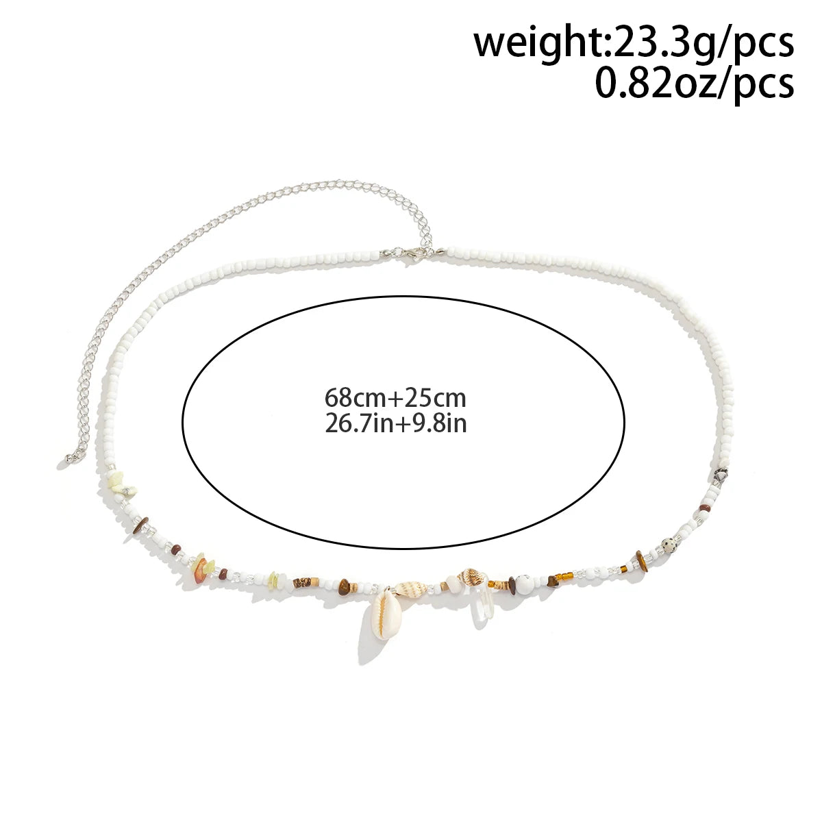 Salircon Boho Acrylic Shell Pendant Waist Chain Ethnic Style Mixed Seed Beads Beaded Belly Chain Summer Beach Women Body Jewelry - Kimlud