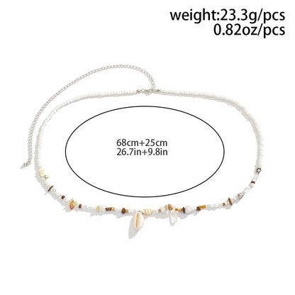 Salircon Boho Acrylic Shell Pendant Waist Chain Ethnic Style Mixed Seed Beads Beaded Belly Chain Summer Beach Women Body Jewelry - Kimlud