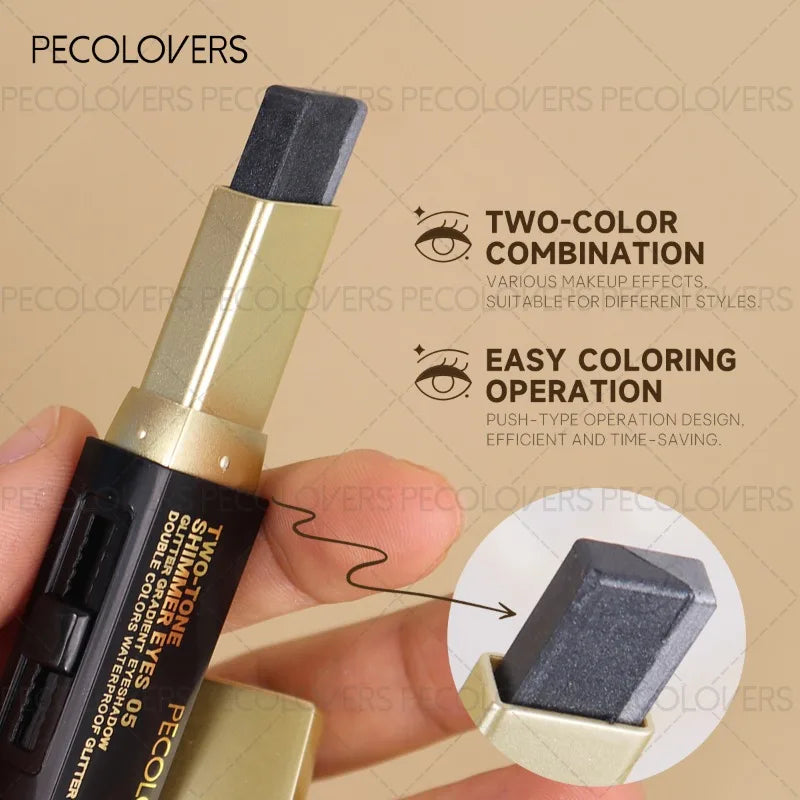 Two-color Push-pull Eye Shadow Stick, Multi-color Selection, One-touch Shape, Waterproof, Long-lasting and Natural