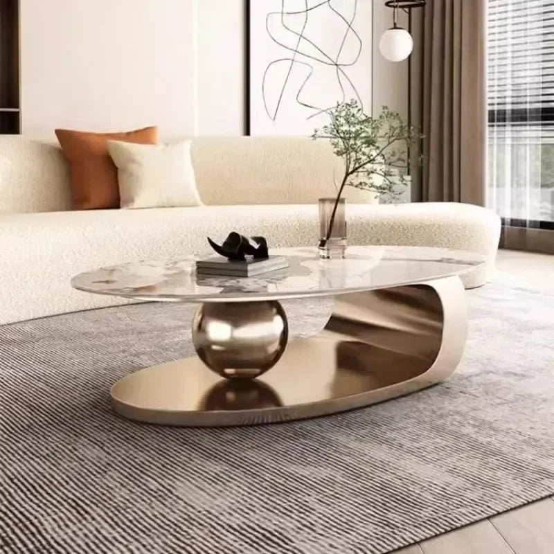 Modern Slate Desktop Metal Coffee Tables Minimalist Designer Home Living Room Furniture Italian Oval Table Luxury Tea...