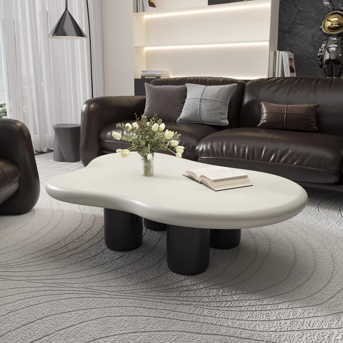 Nordic Style Household Furniture Coffee Table Cloud Shaped Dining Table Wooden Irregular Coffee Table - Kimlud